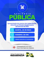 Câmara Municipal convida população para Audiência Pública